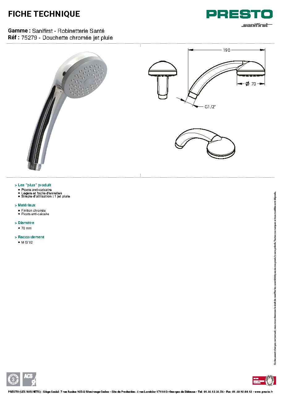 Fiche technique fournisseur