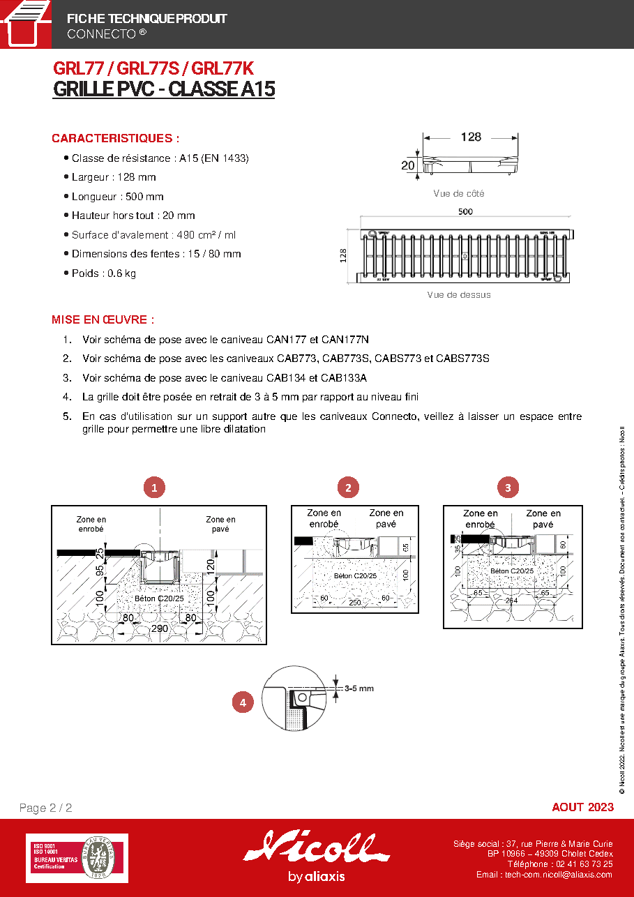 Fiche technique fournisseur