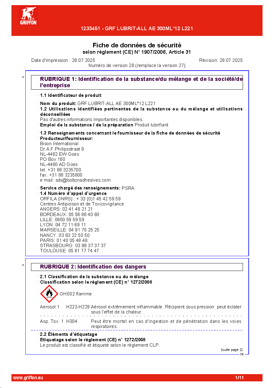Fiche technique fournisseur