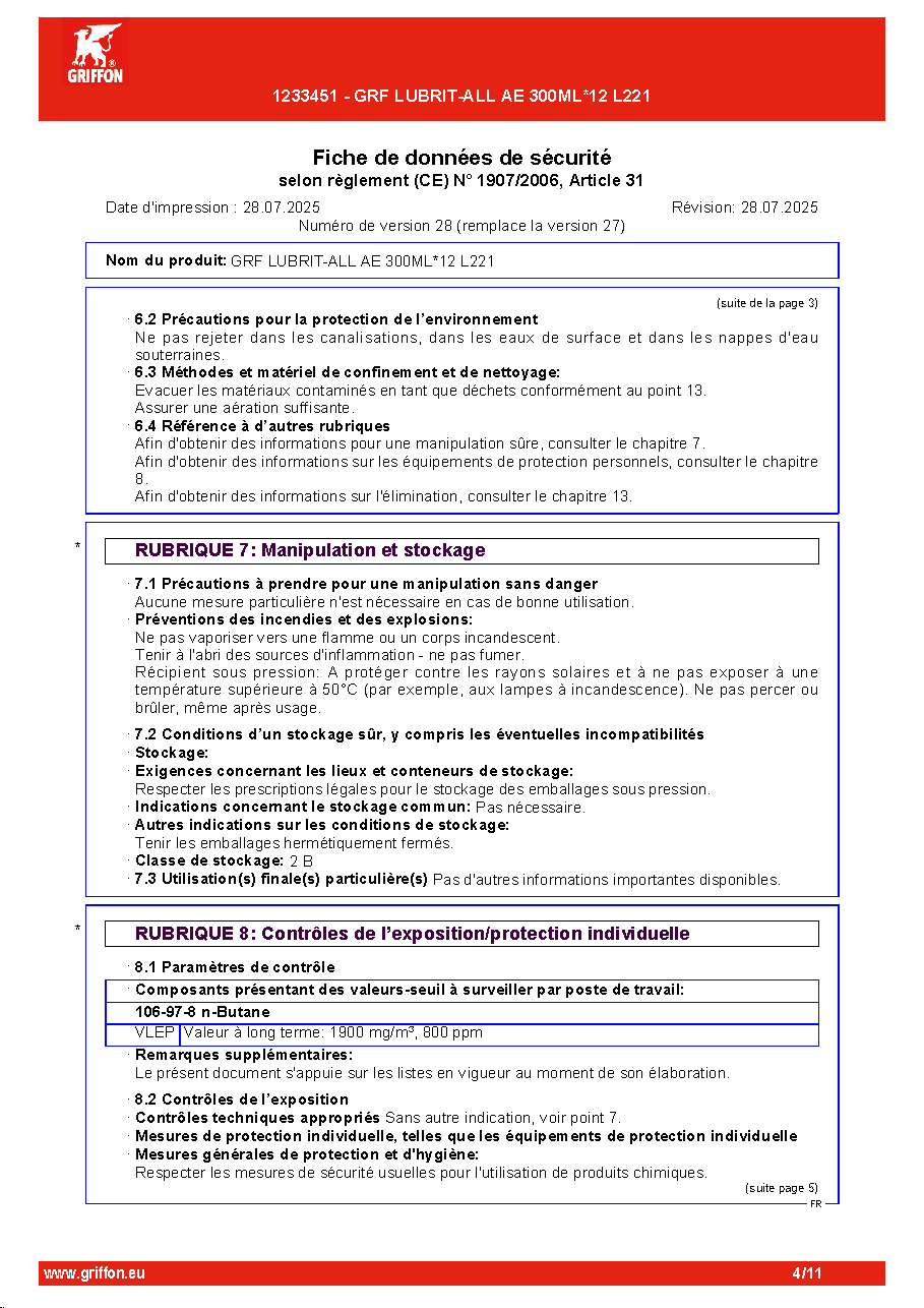 Fiche technique fournisseur