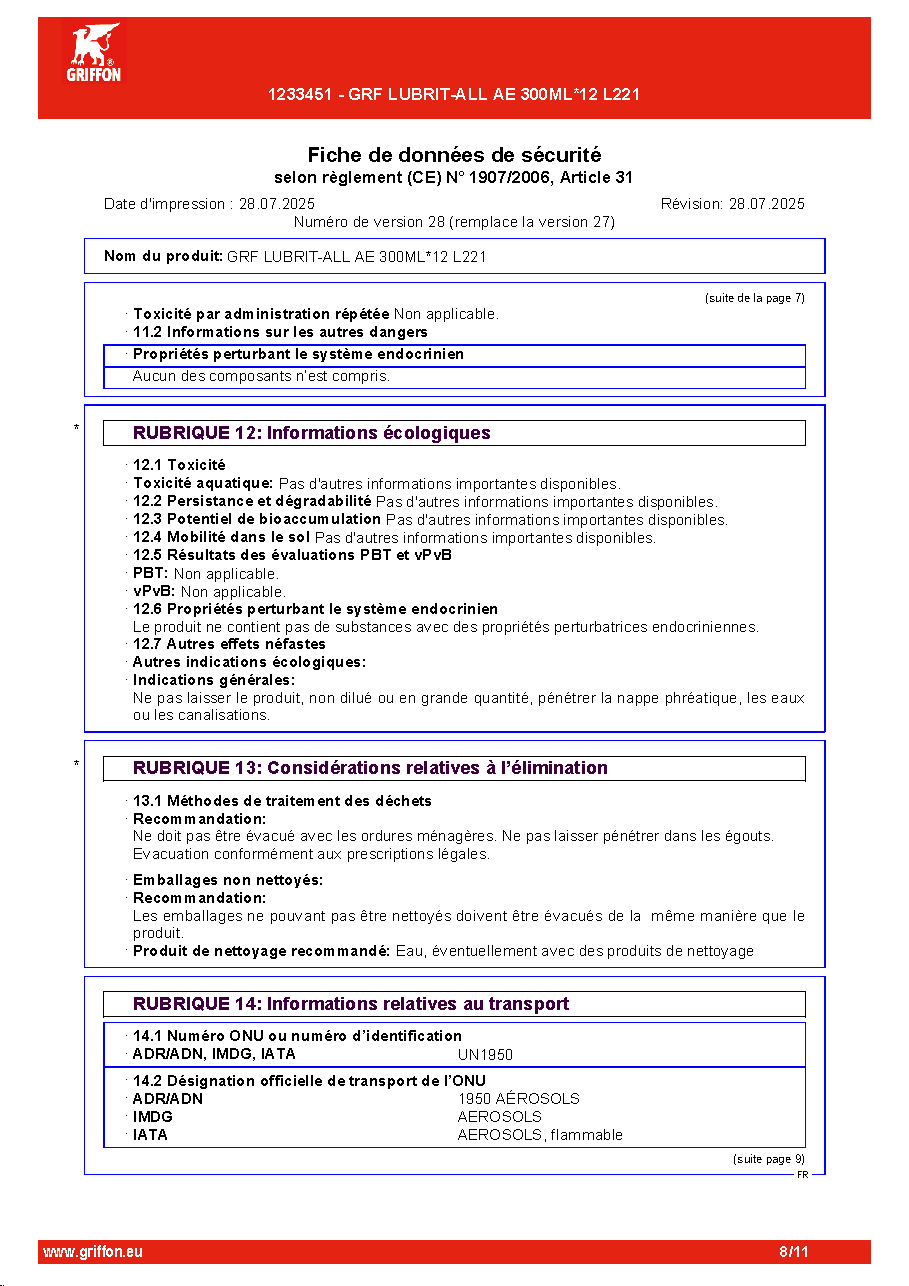 Fiche technique fournisseur