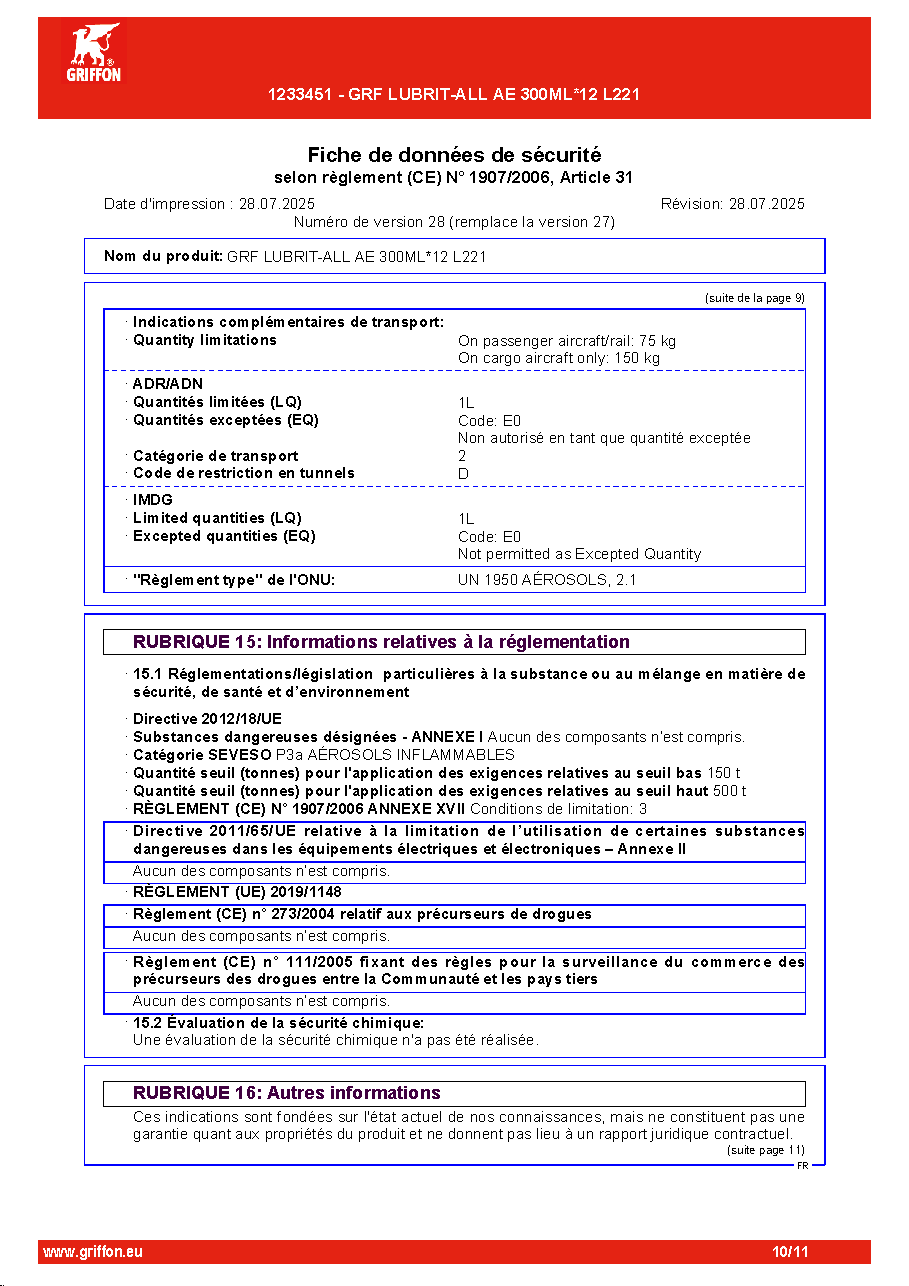 Fiche technique fournisseur
