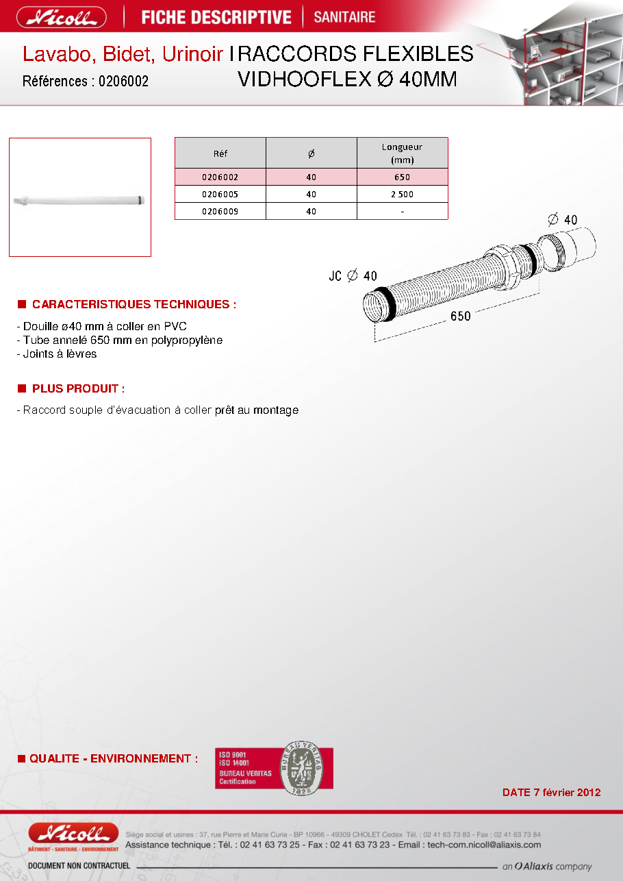 Fiche technique fournisseur