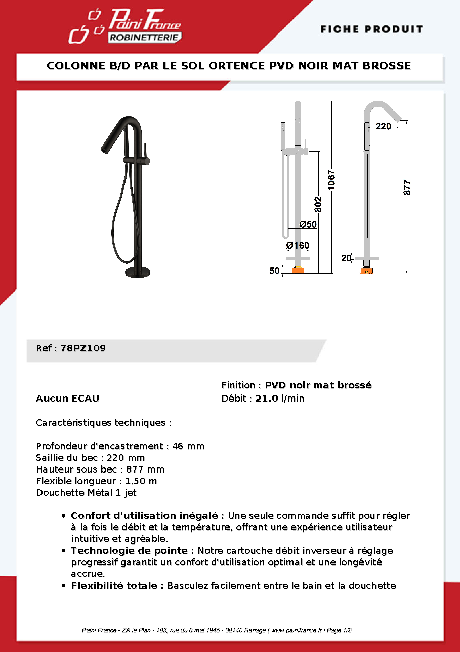 Fiche technique fournisseur