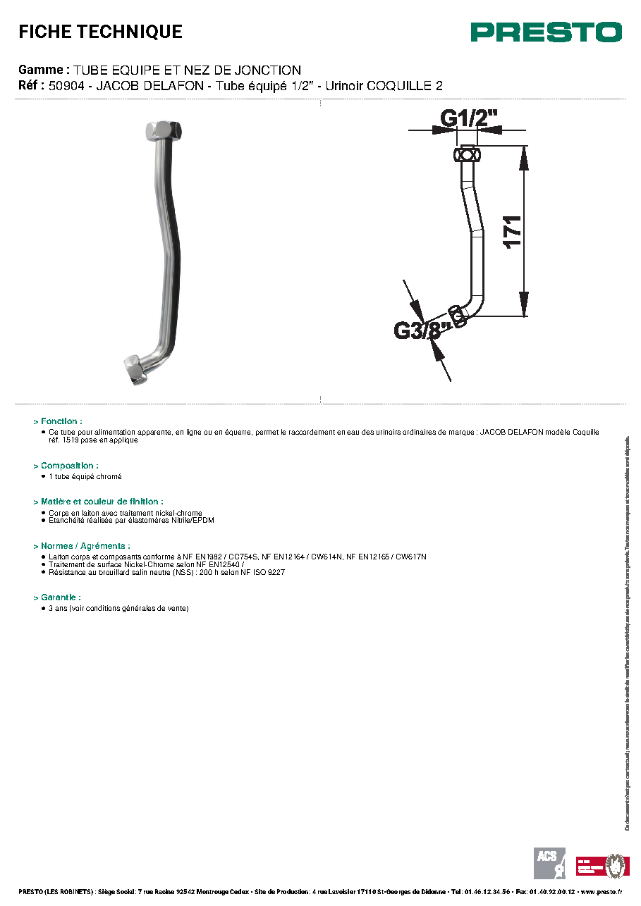 Fiche technique fournisseur