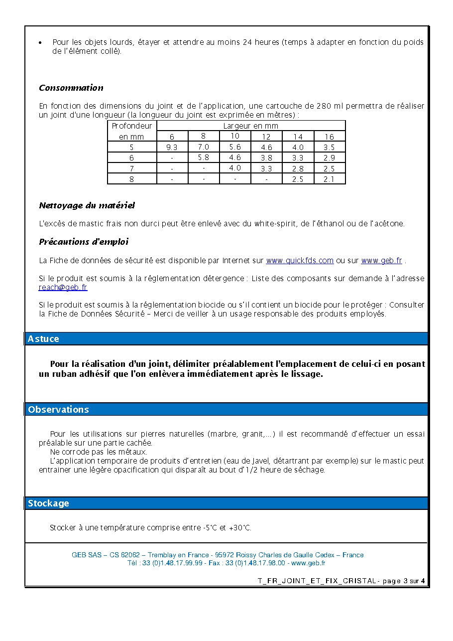Fiche technique fournisseur