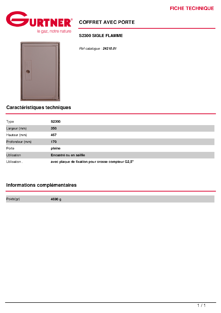 Fiche technique fournisseur