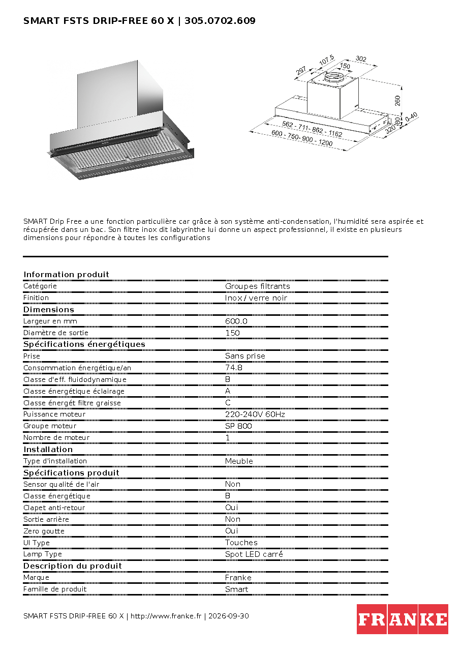 Fiche technique fournisseur