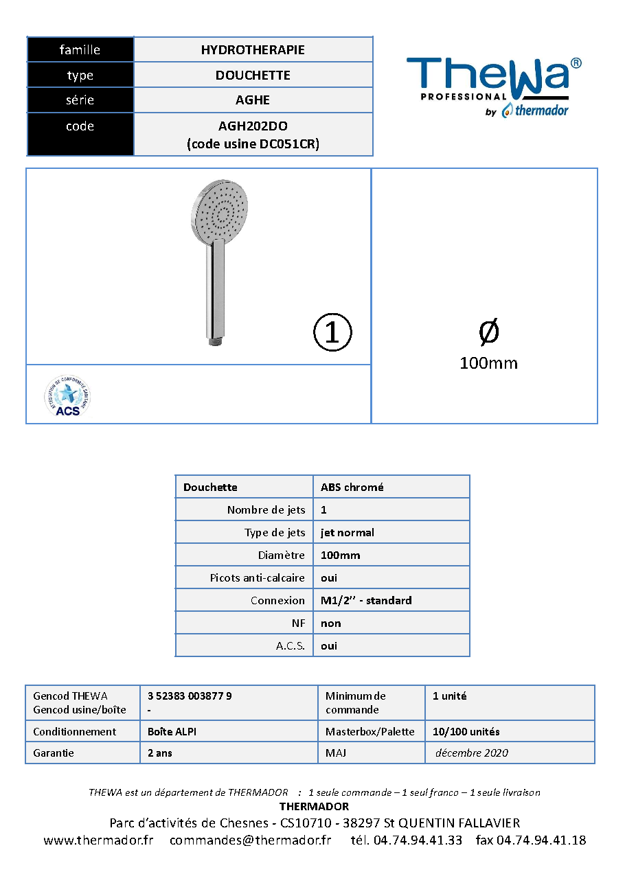 Fiche technique fournisseur