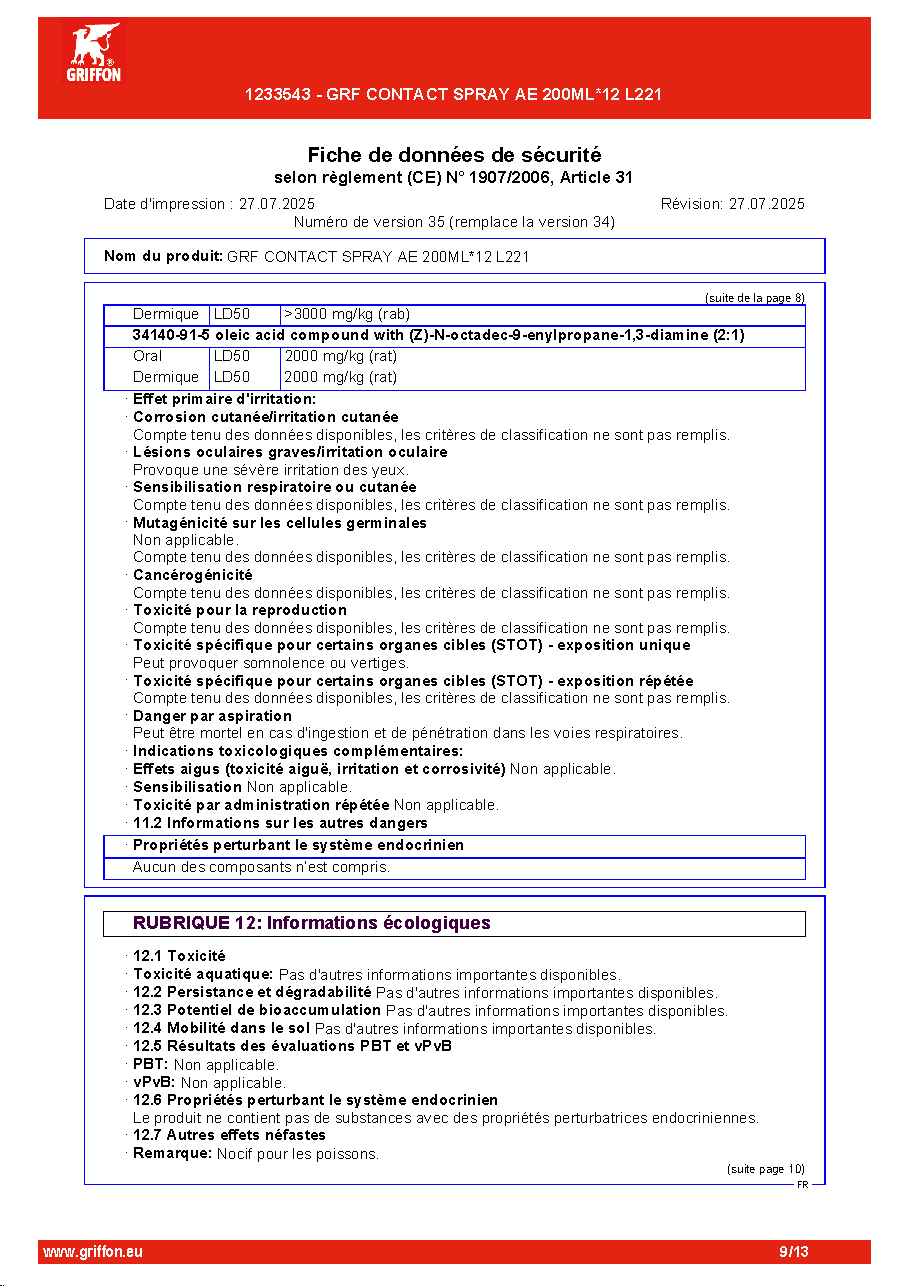 Fiche technique fournisseur