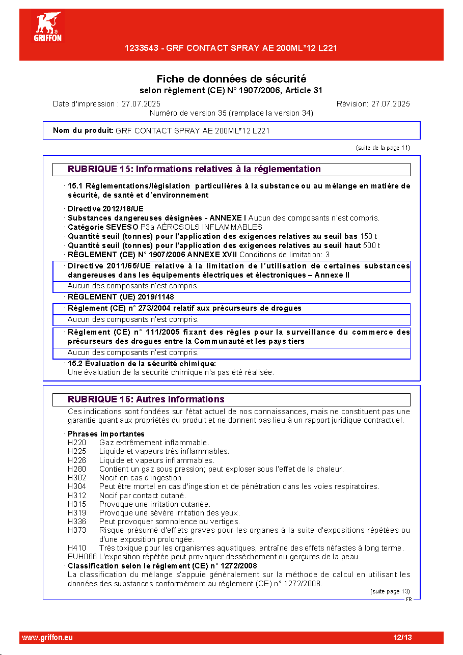 Fiche technique fournisseur