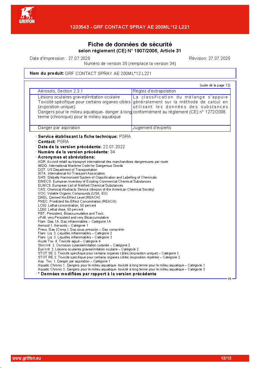Fiche technique fournisseur