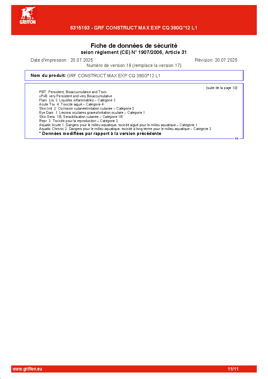 Fiche technique fournisseur