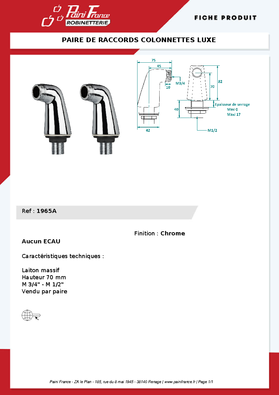 Fiche technique fournisseur