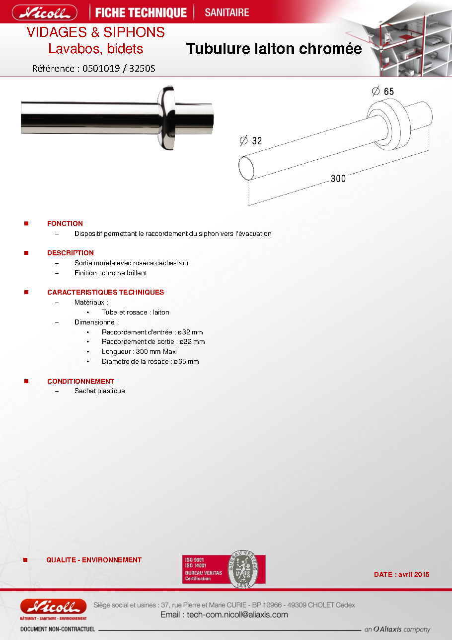 Fiche technique fournisseur