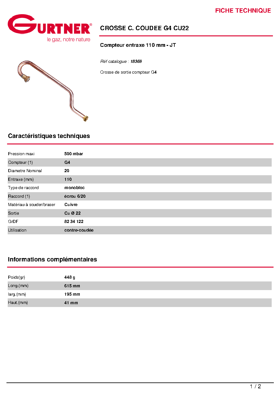 Fiche technique fournisseur