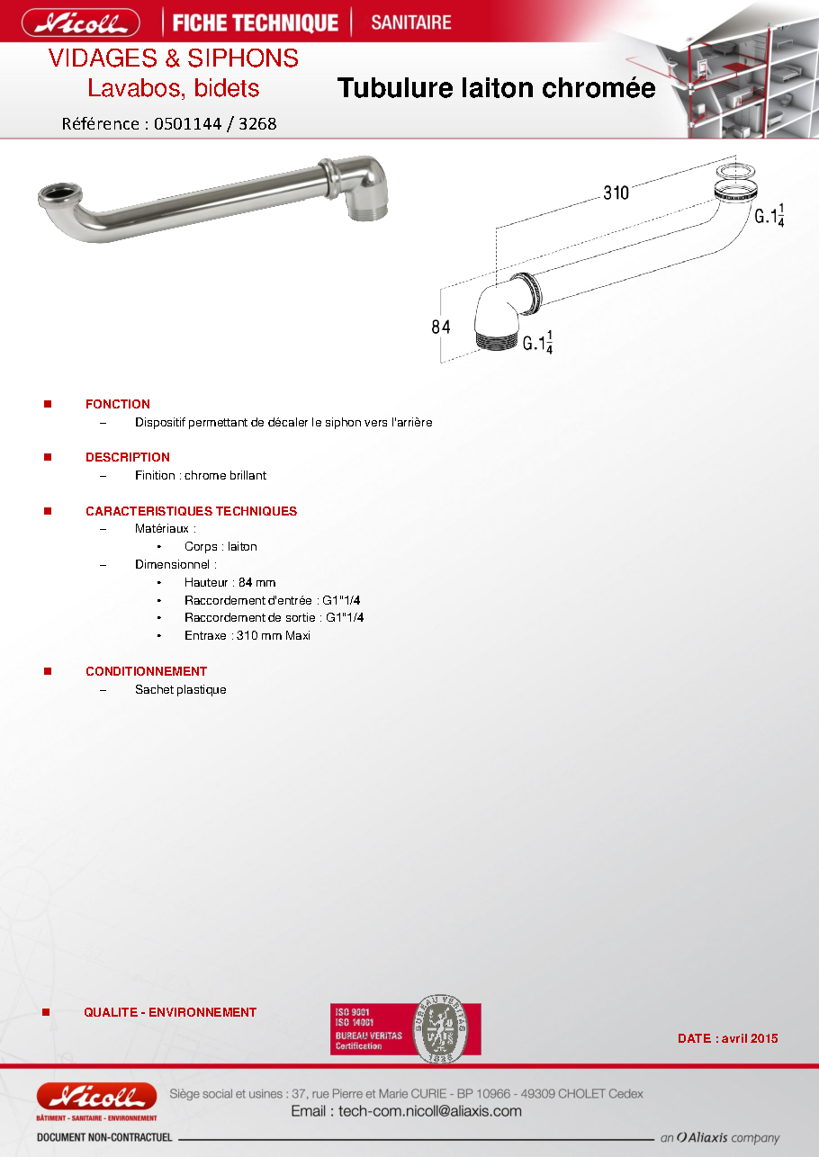 Fiche technique fournisseur
