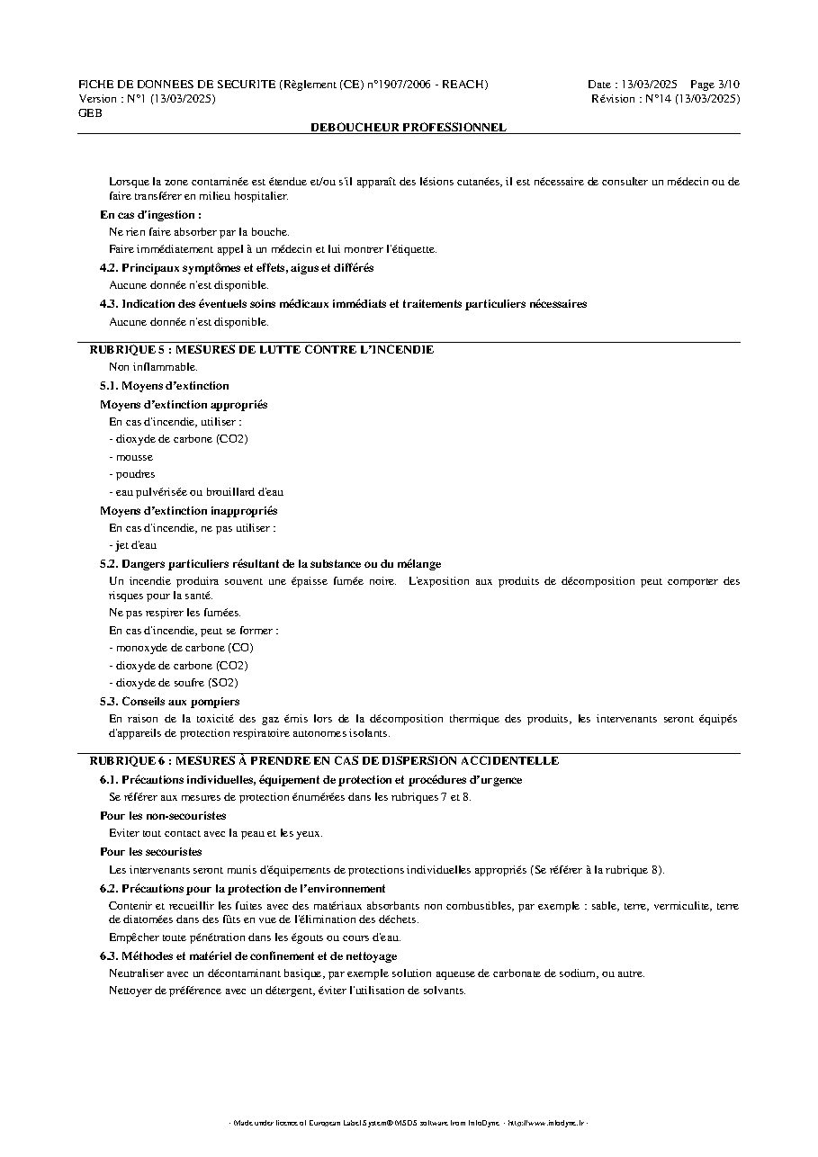 Fiche technique fournisseur