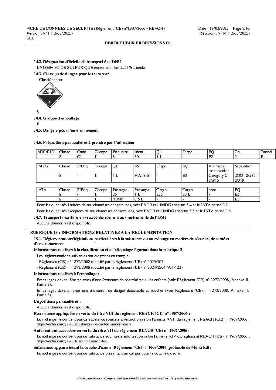 Fiche technique fournisseur
