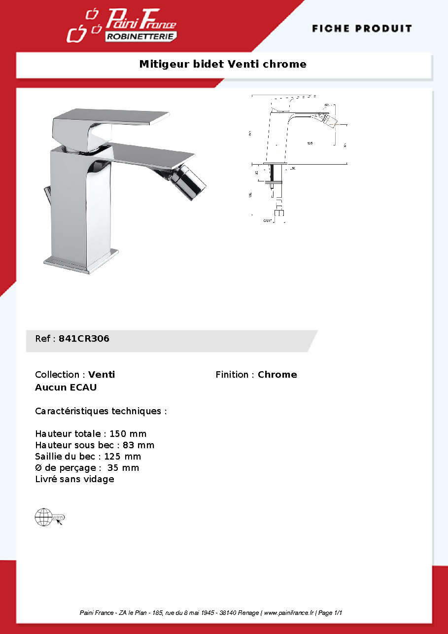 Fiche technique fournisseur