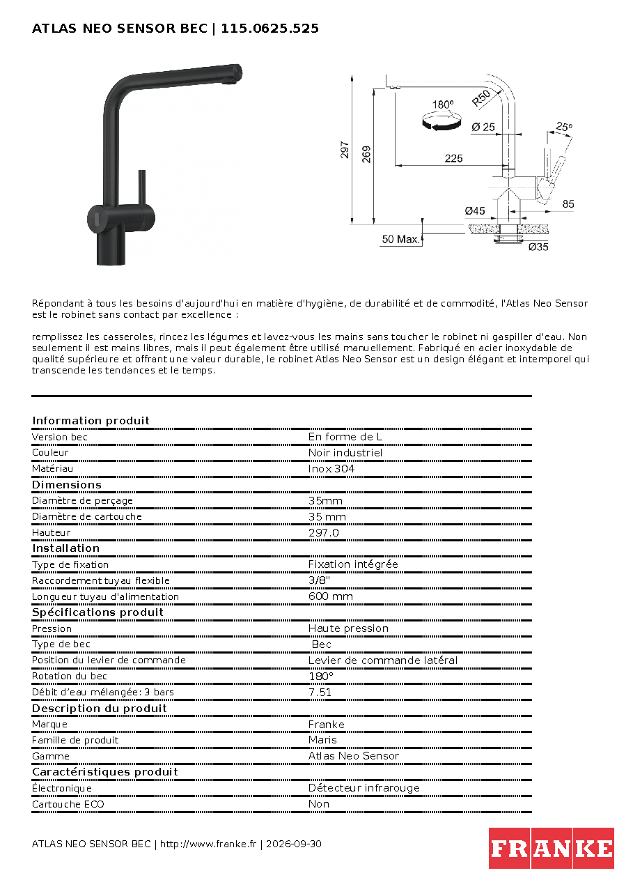 Fiche technique fournisseur