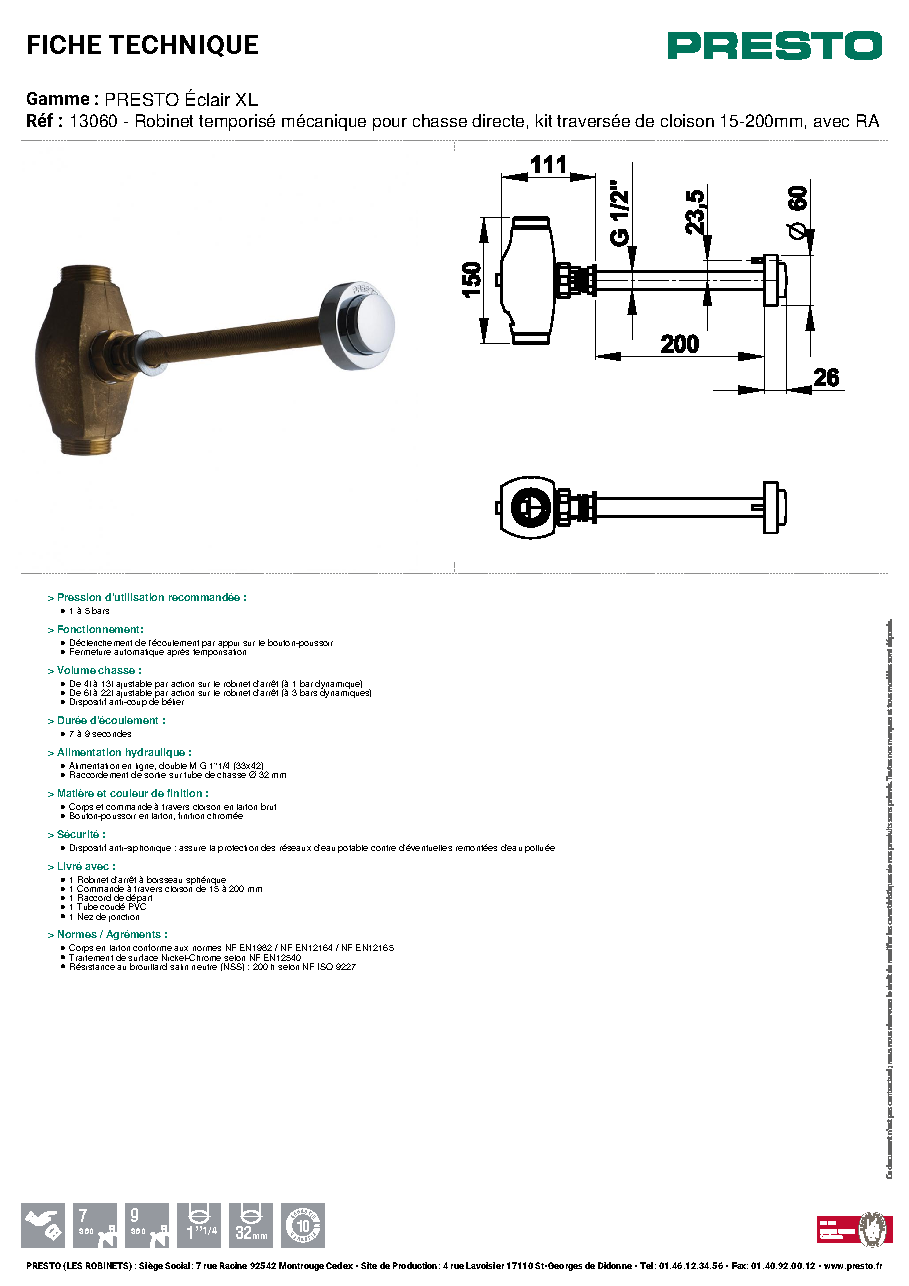 Fiche technique fournisseur