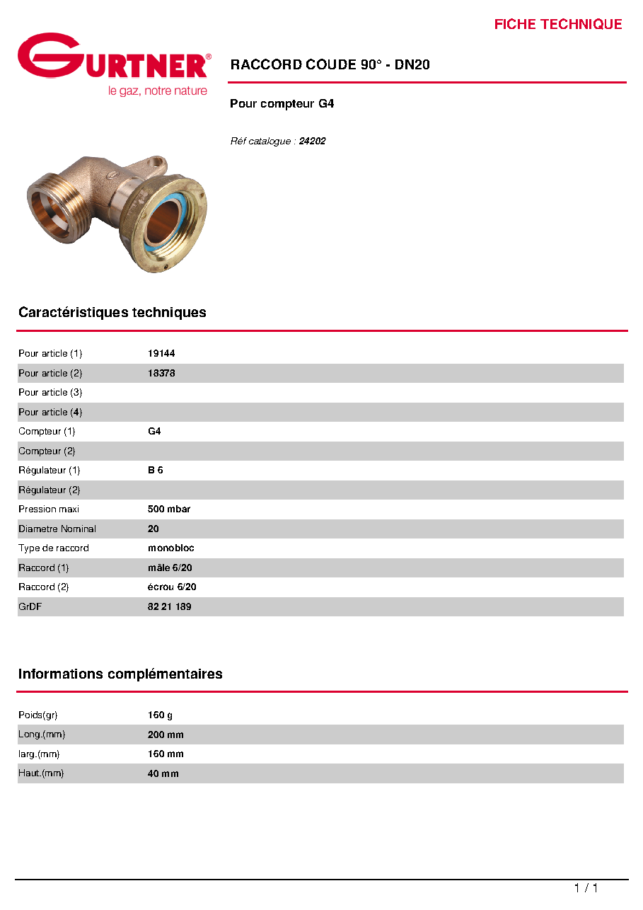Fiche technique fournisseur