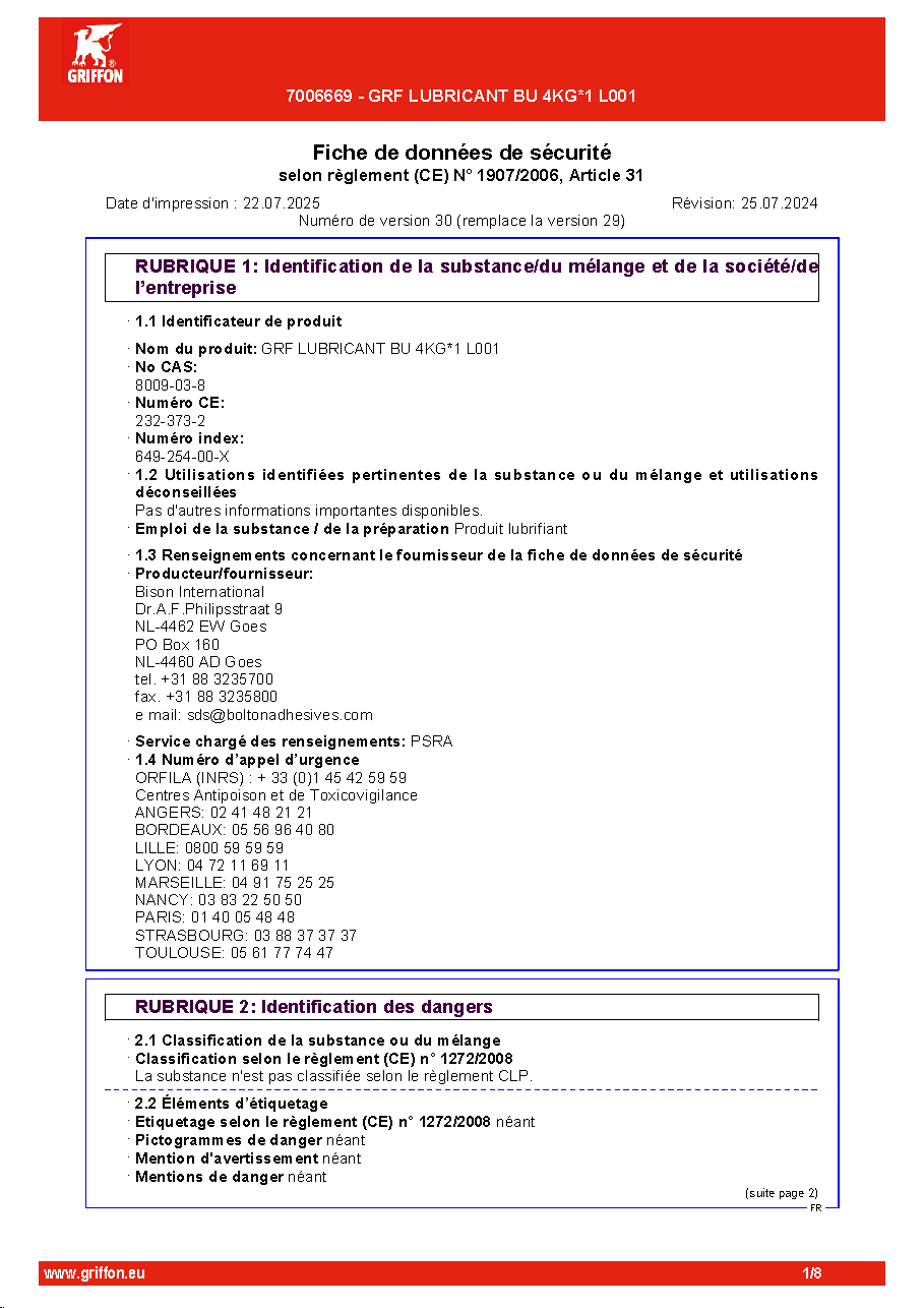 Fiche technique fournisseur