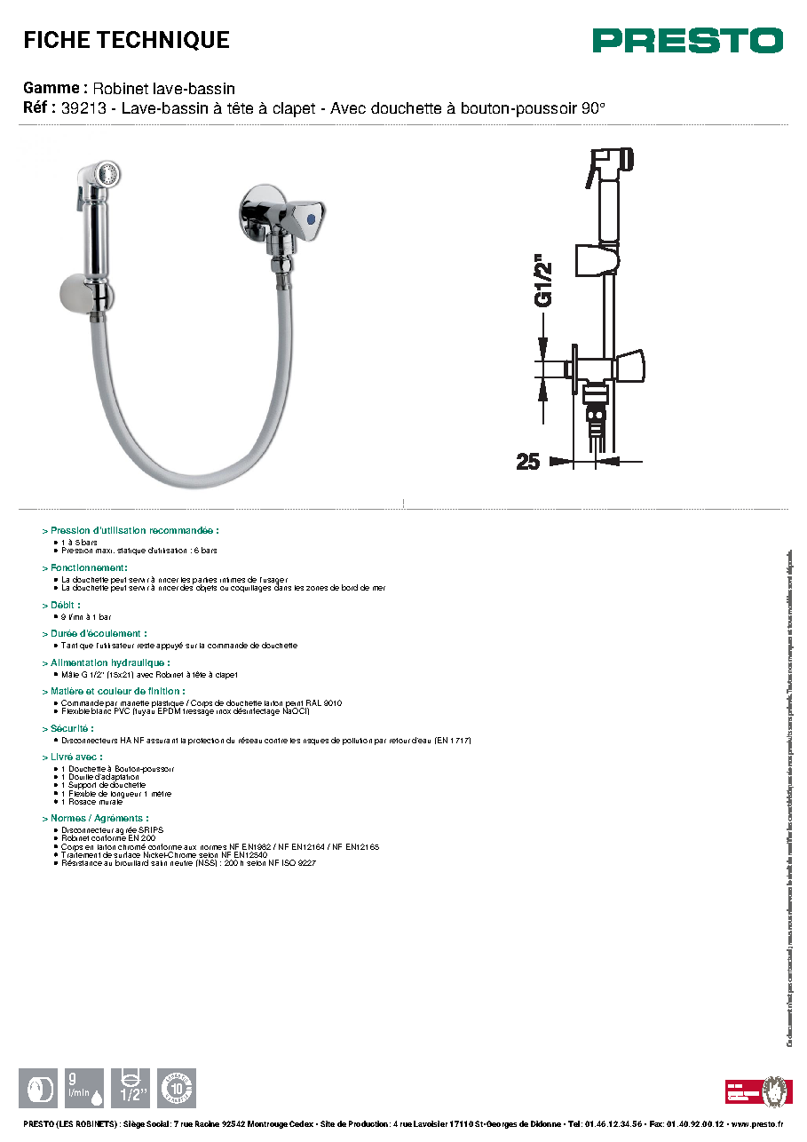 Fiche technique fournisseur