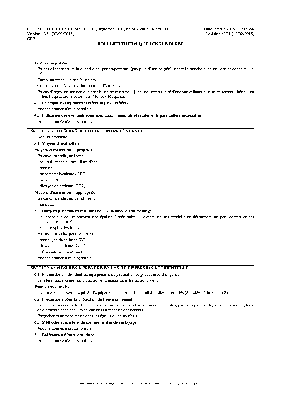 Fiche technique fournisseur