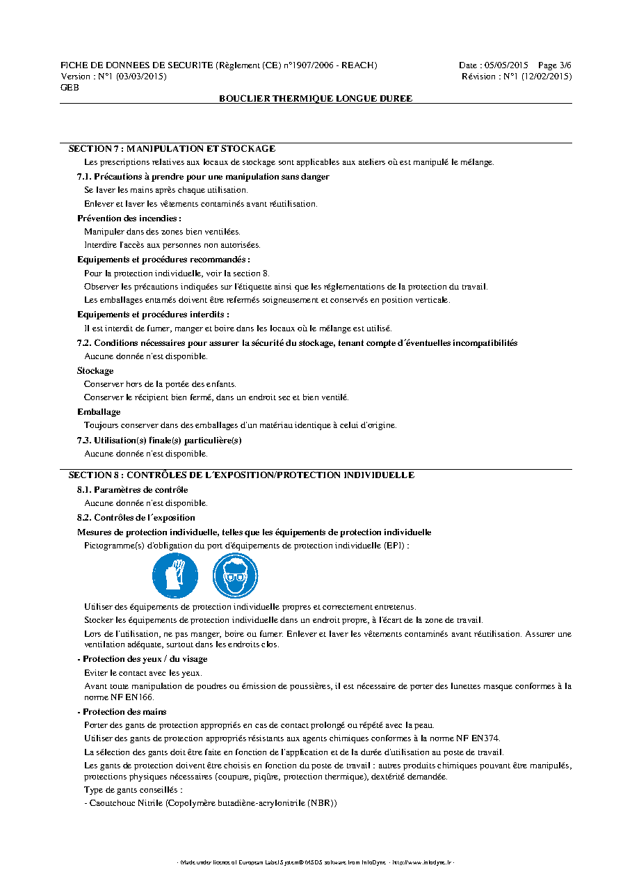 Fiche technique fournisseur