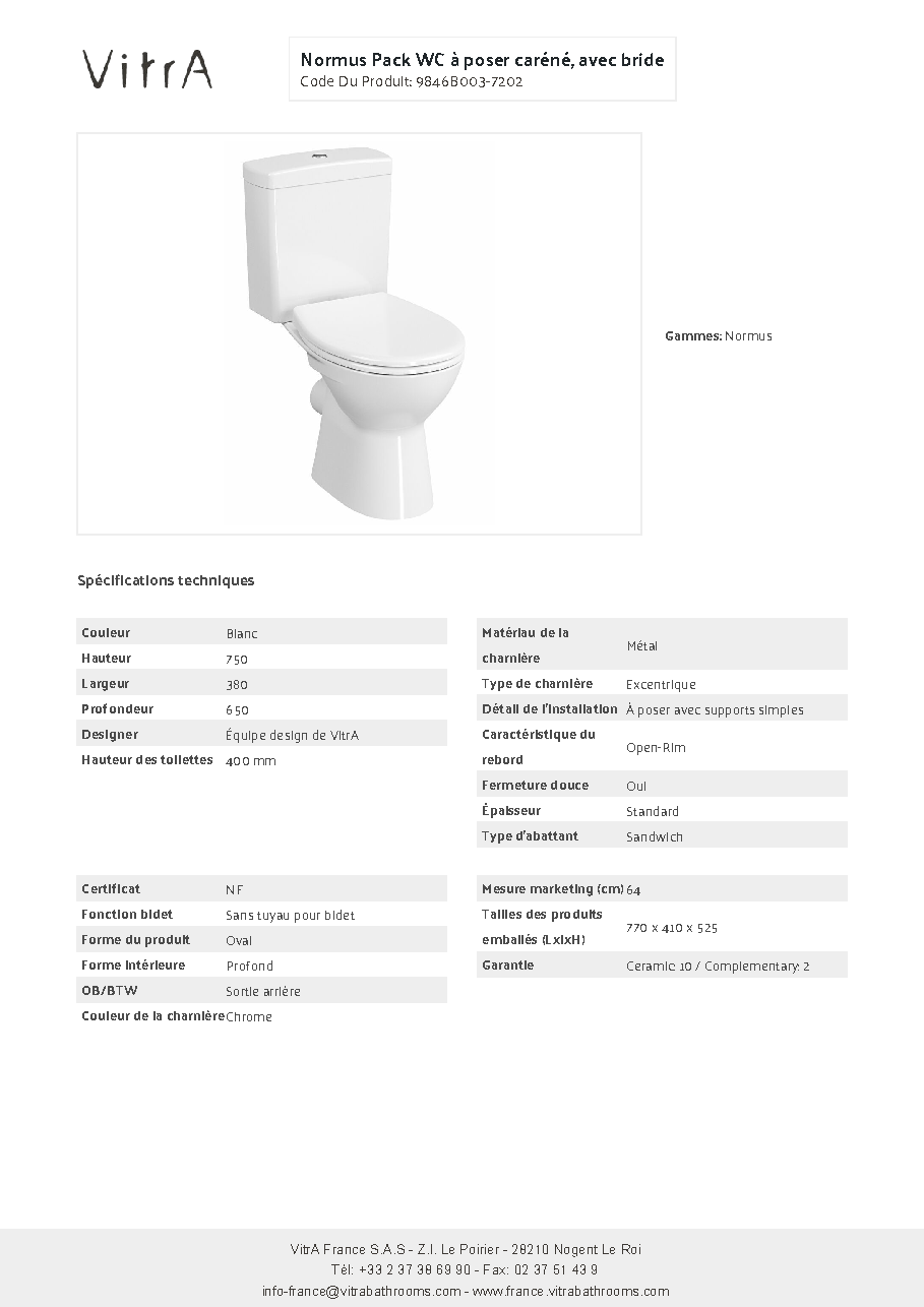 Fiche technique fournisseur