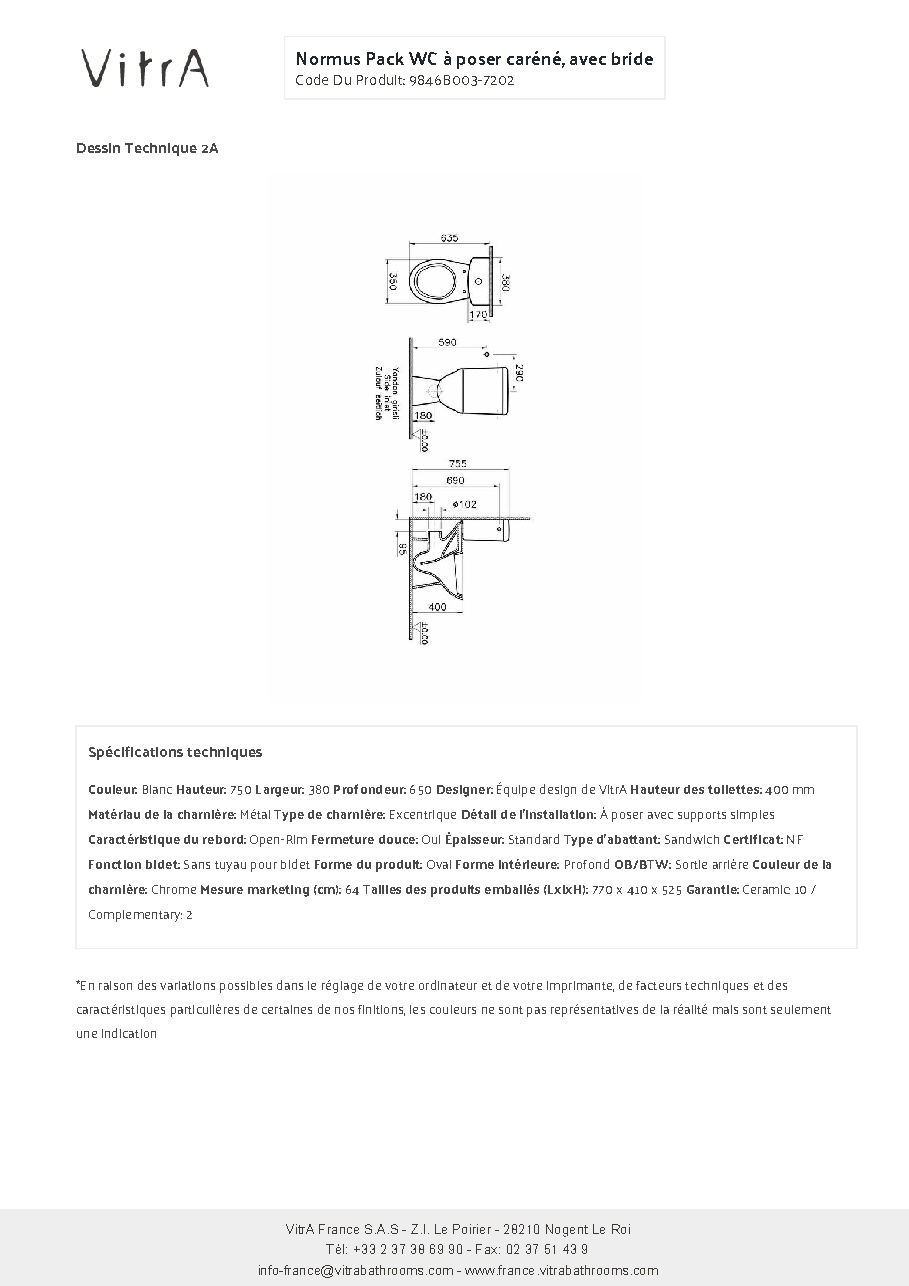 Fiche technique fournisseur