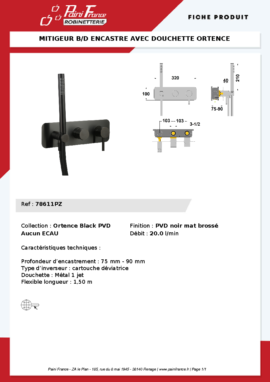 Fiche technique fournisseur