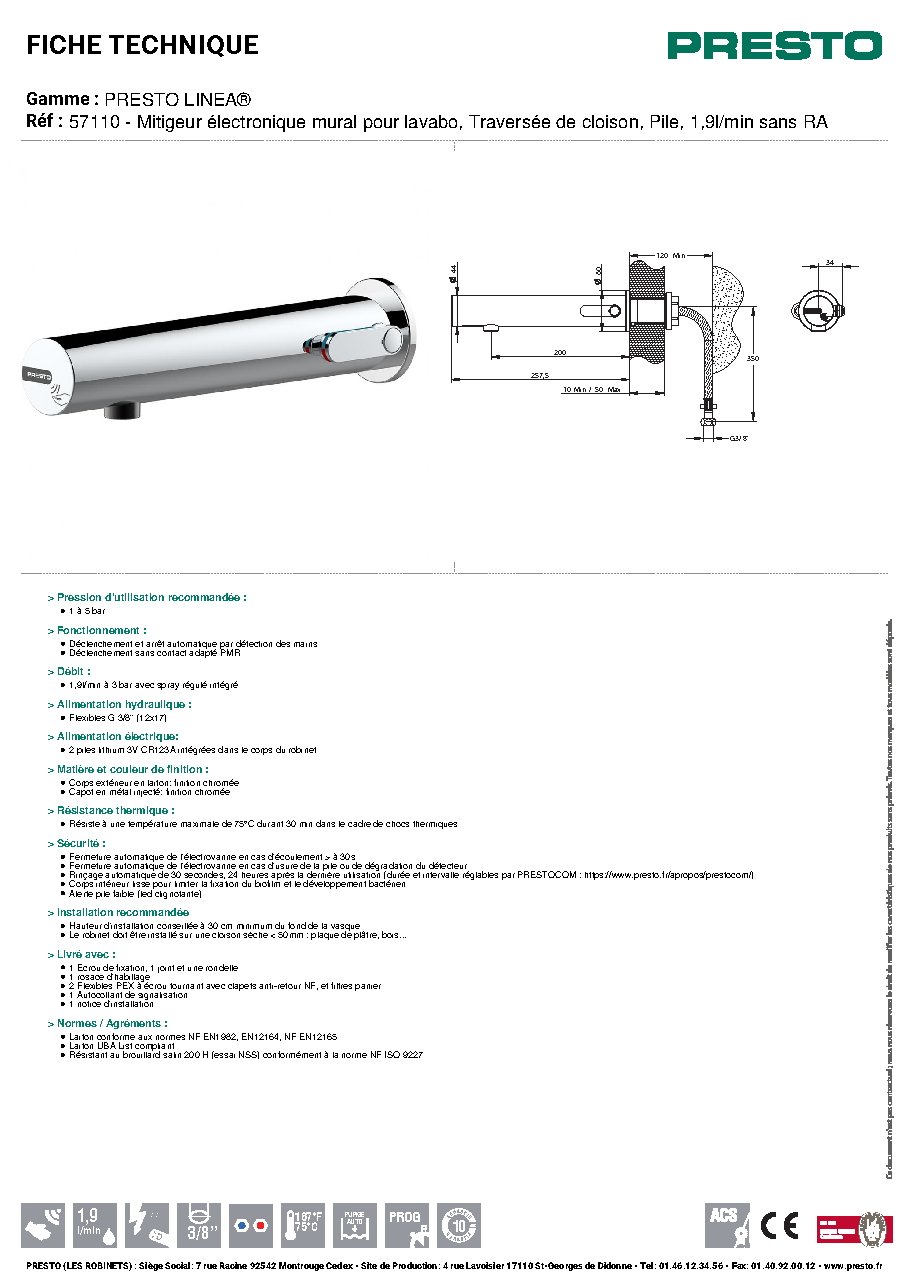 Fiche technique fournisseur
