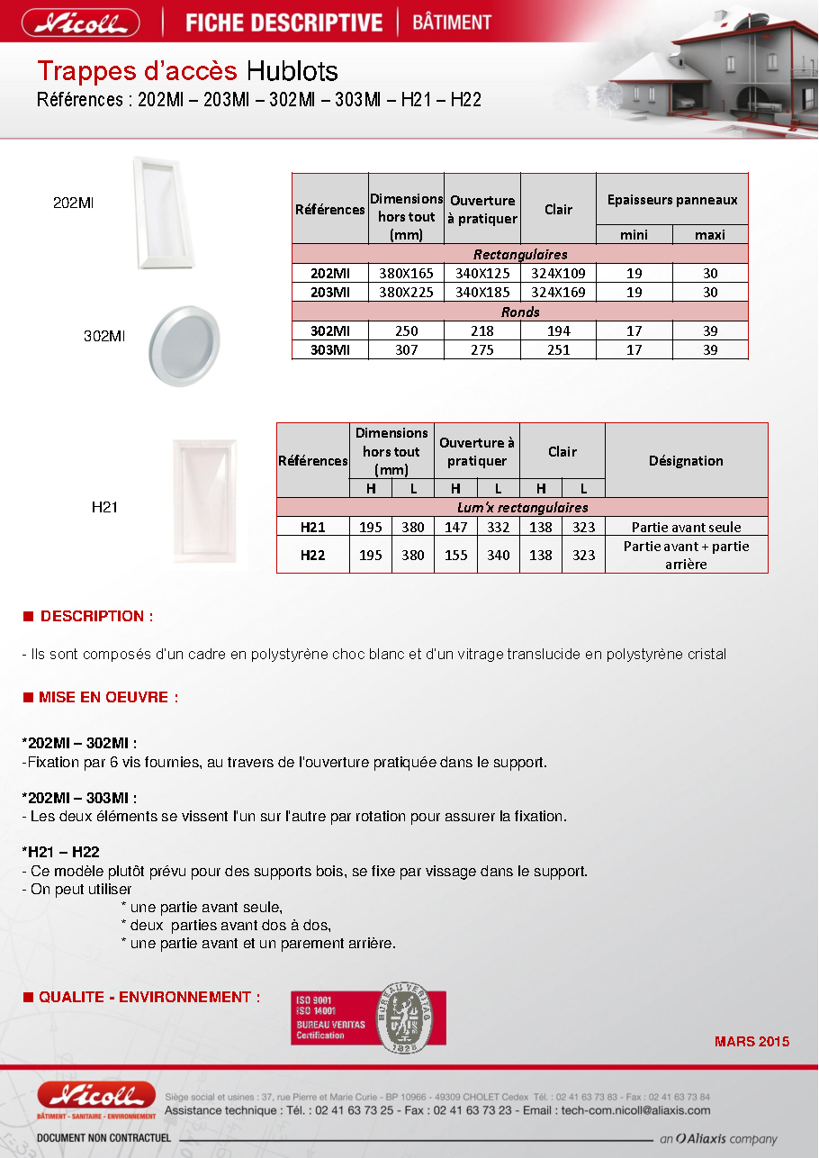 Fiche technique fournisseur