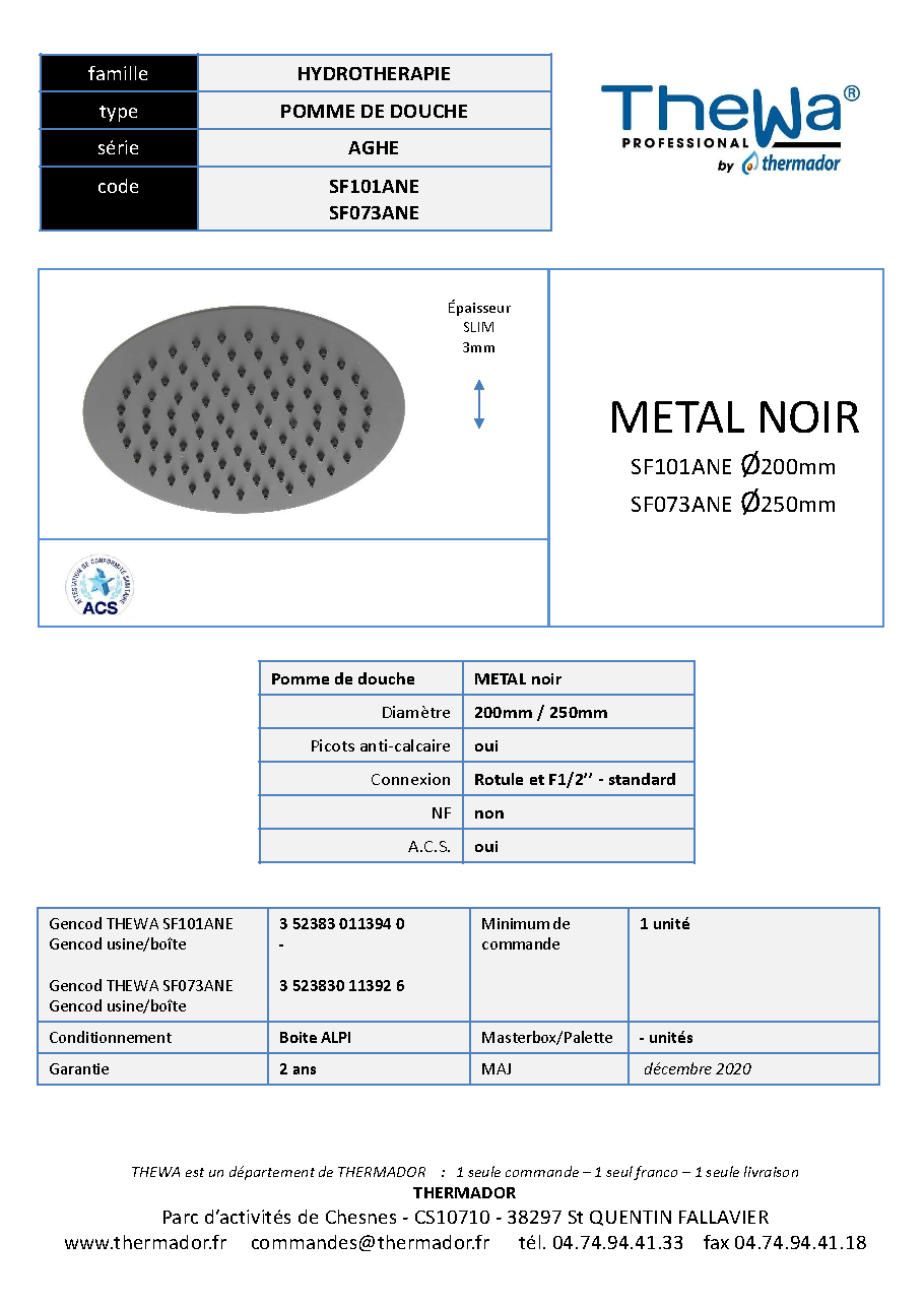 Fiche technique fournisseur