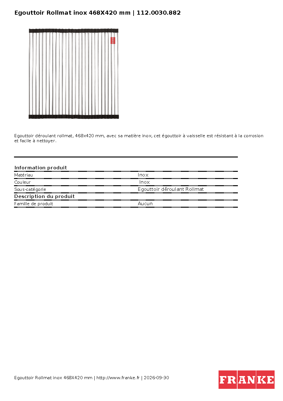 Fiche technique fournisseur