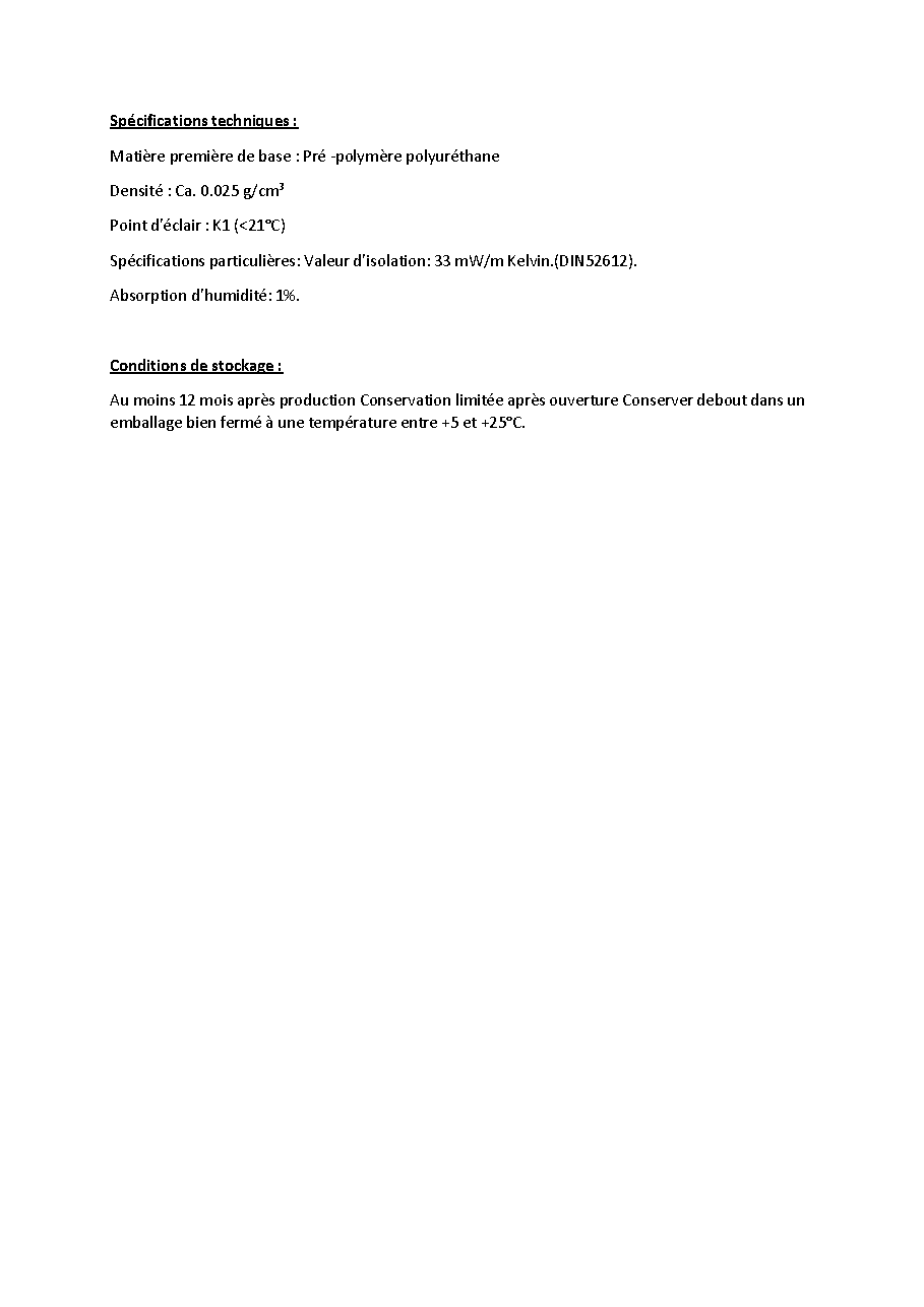 Fiche technique fournisseur