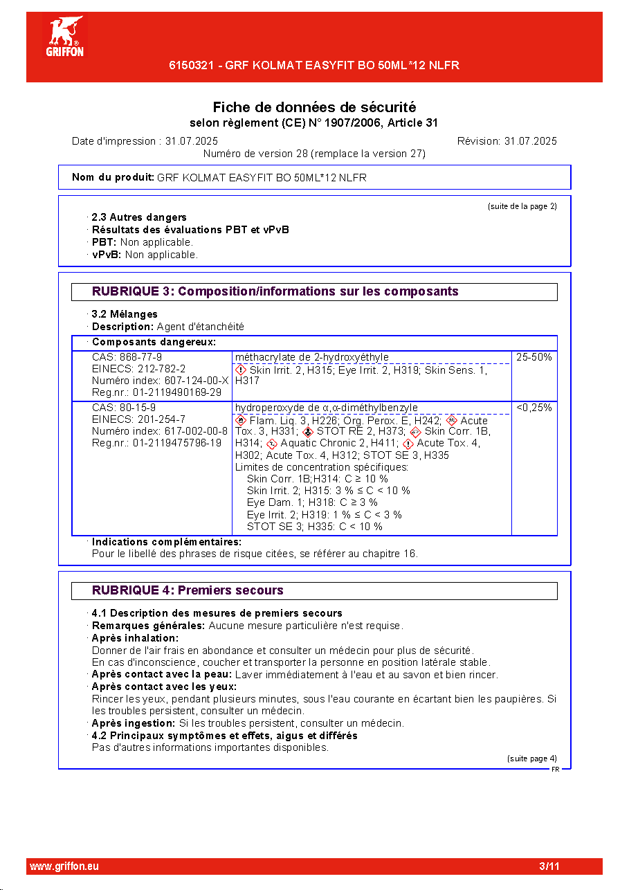 Fiche technique fournisseur