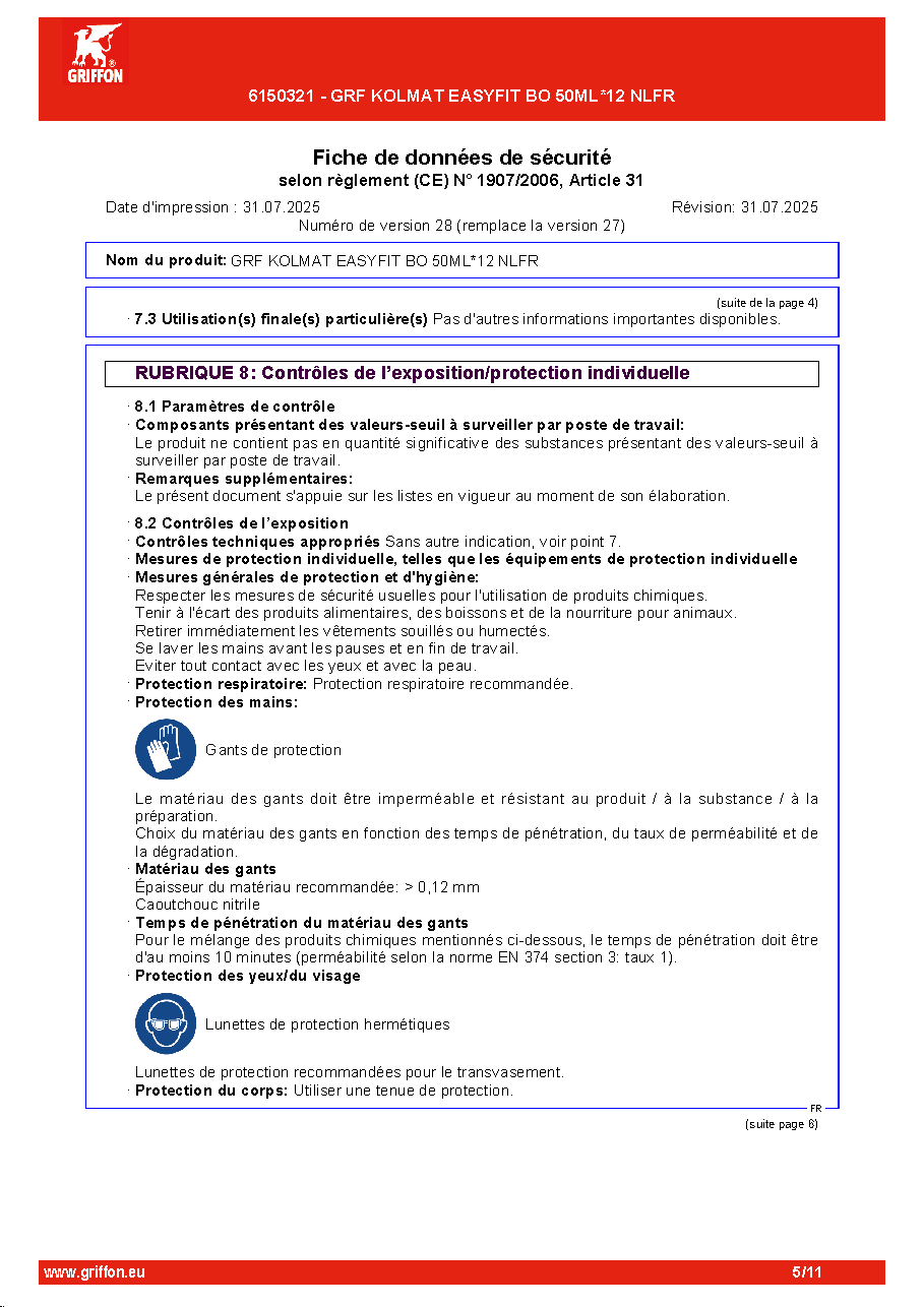 Fiche technique fournisseur