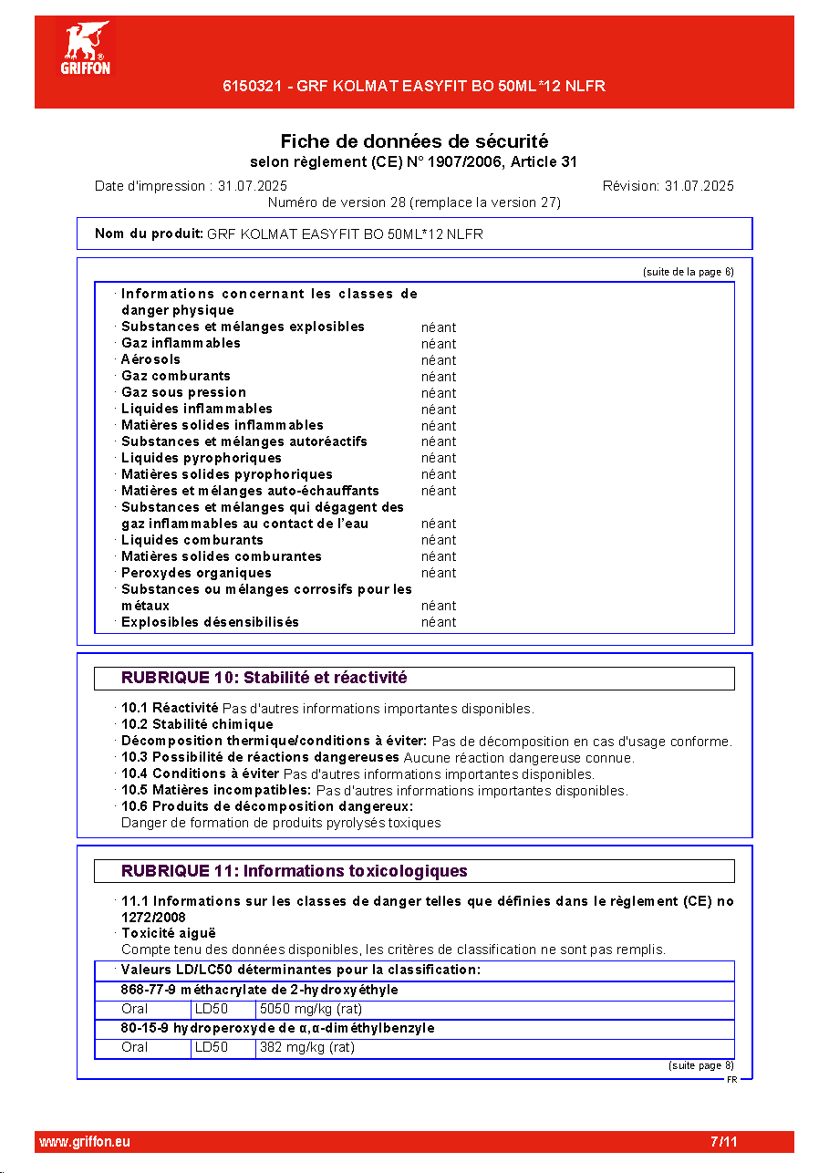 Fiche technique fournisseur