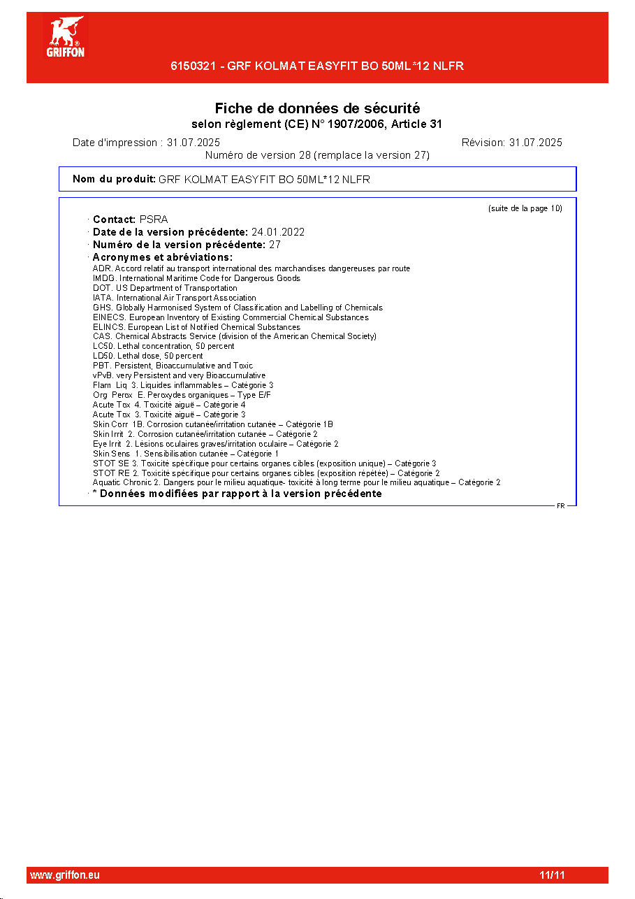 Fiche technique fournisseur