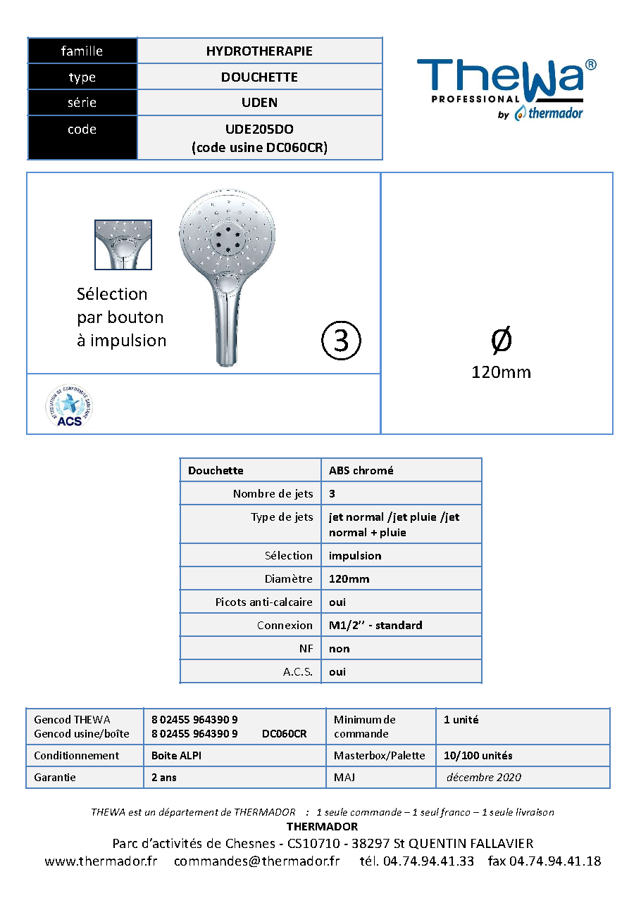 Fiche technique fournisseur