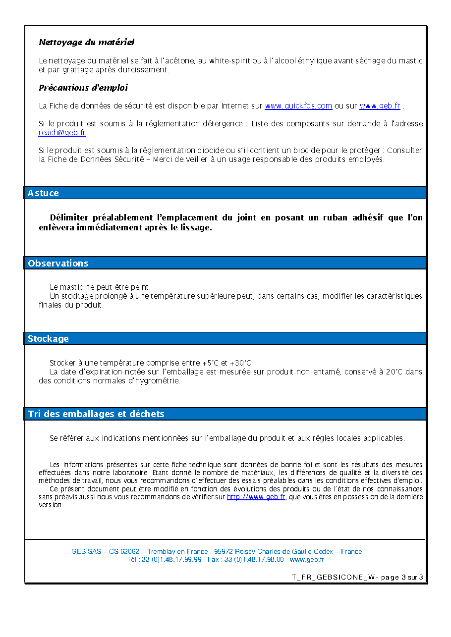 Fiche technique fournisseur