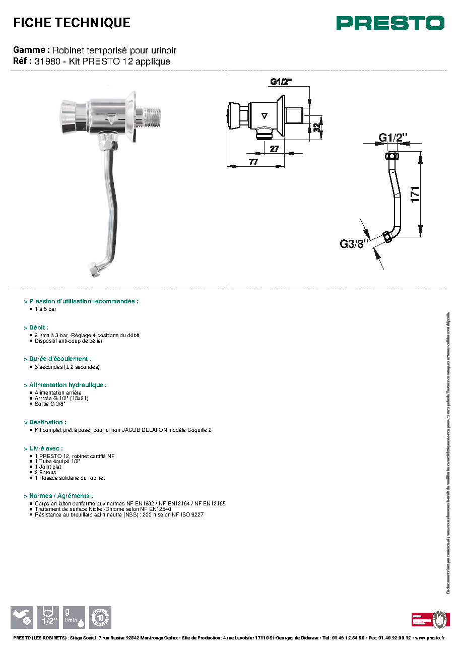 Fiche technique fournisseur