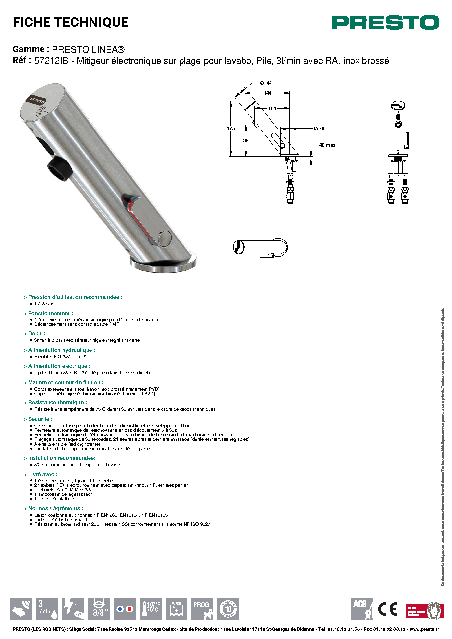 Fiche technique fournisseur