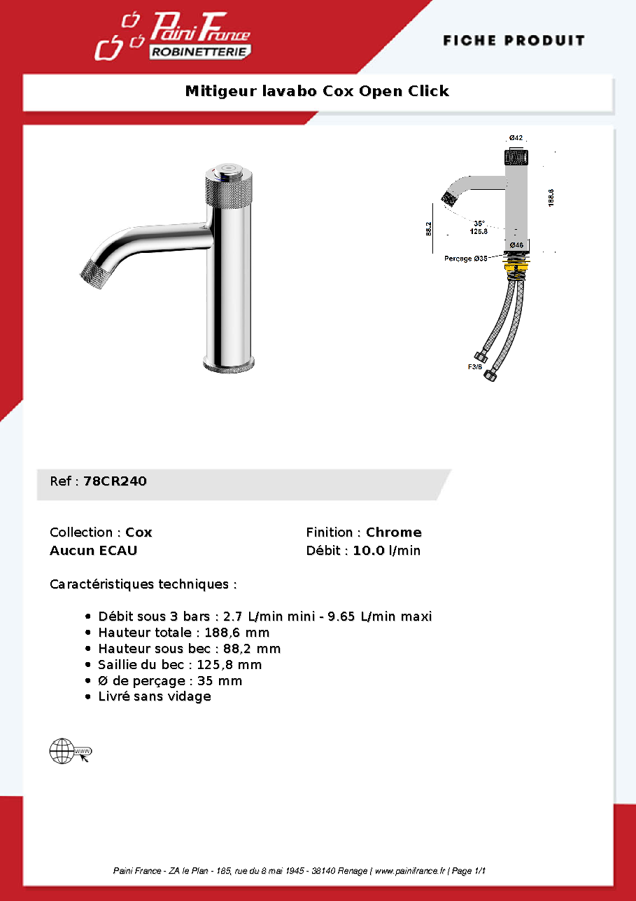 Fiche technique fournisseur