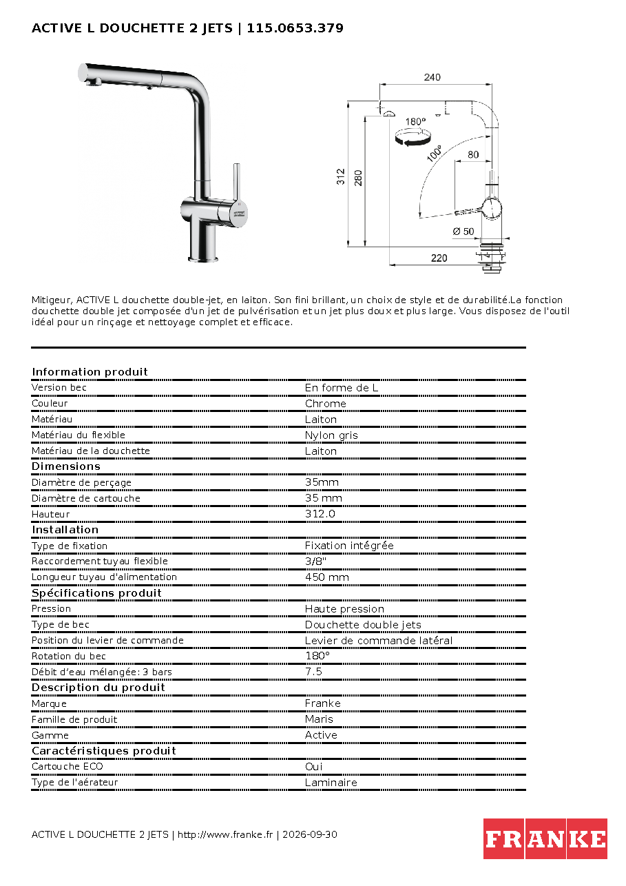 Fiche technique fournisseur