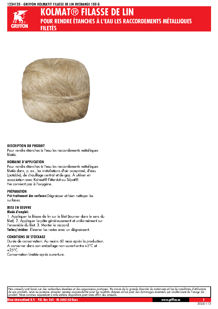 Fiche technique fournisseur